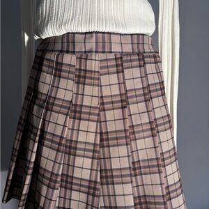 Smart Y2K Plaid Mini Skirt in Taupe, Cream, and Navy, Light Academia, Collegiate